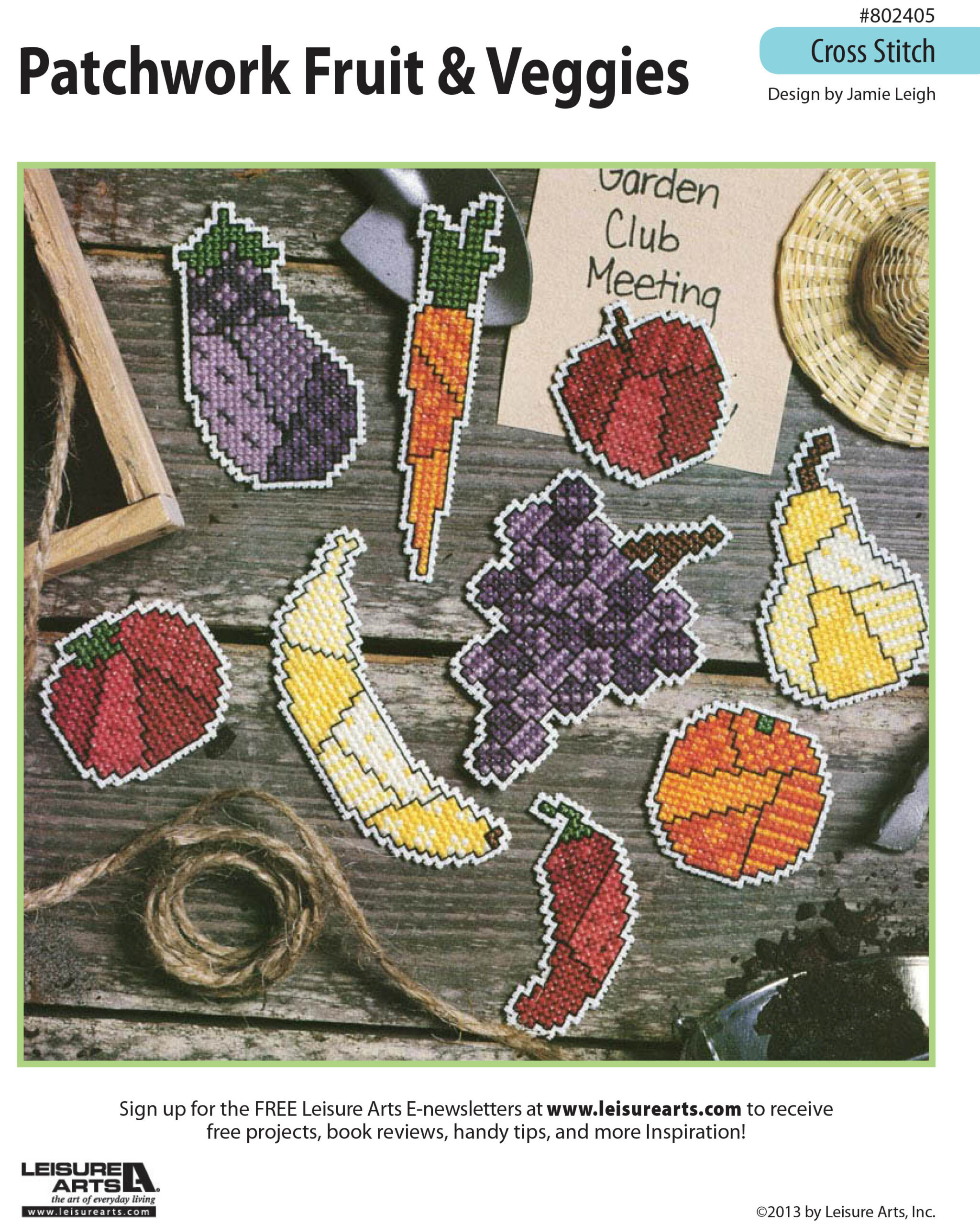 Leisure Arts Patchwork Fruit Veggies Magnets Cross Stitch ePattern