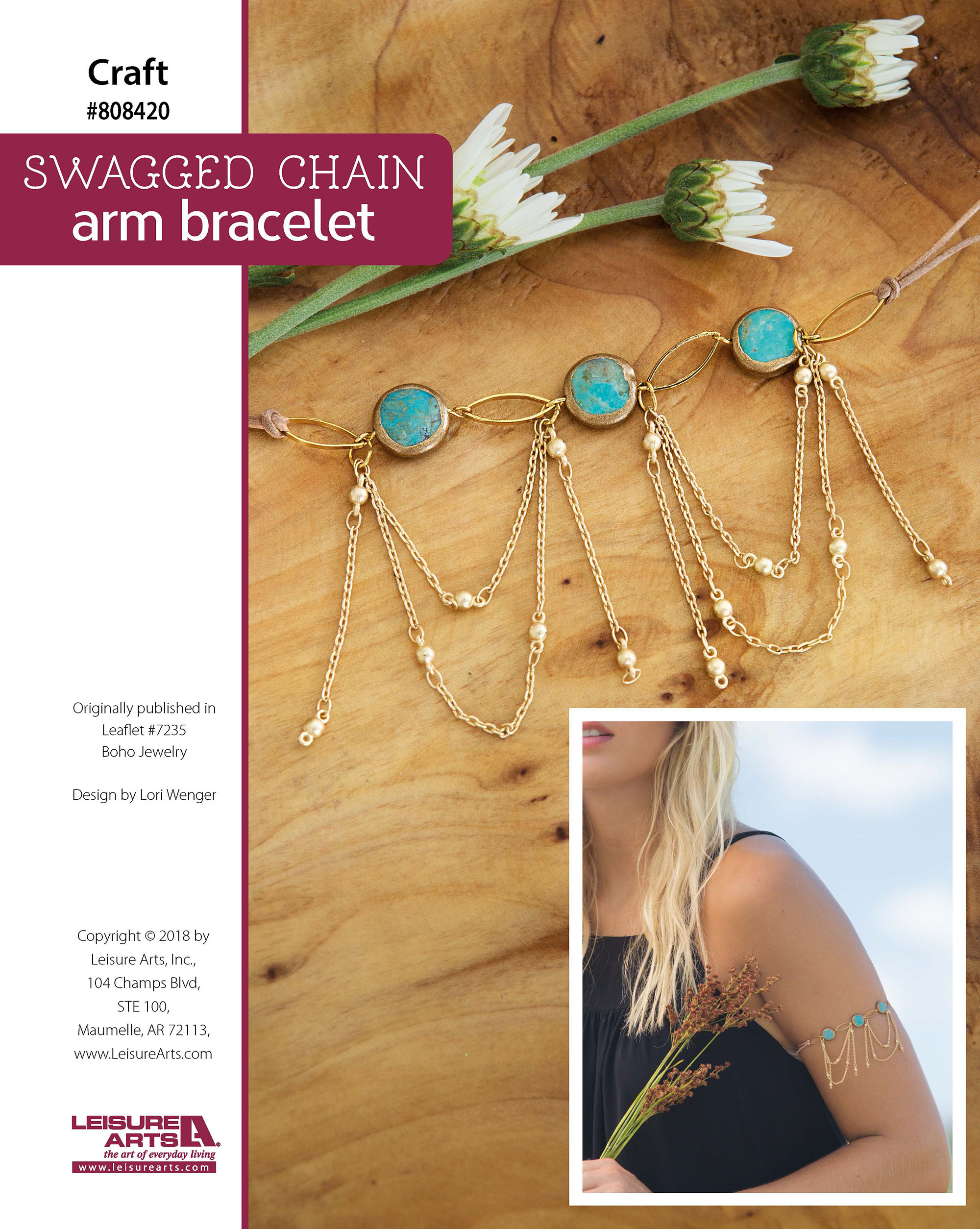 Leisure Arts Boho Jewelry Swagged Chain Arm Bracelet ePattern
