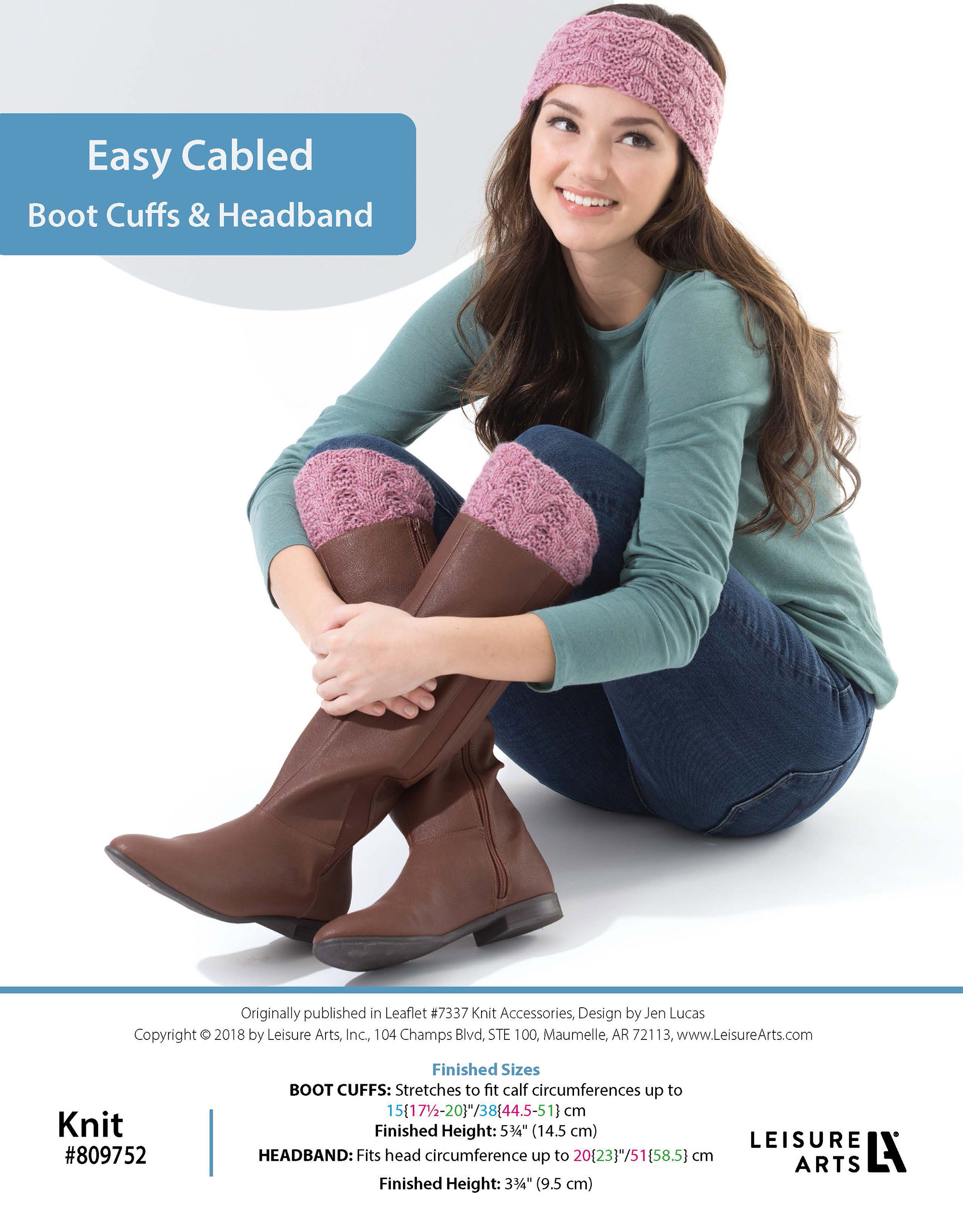 Leisure Arts Knit Accessories Easy Cabled Boot Cuffs Headband ePattern
